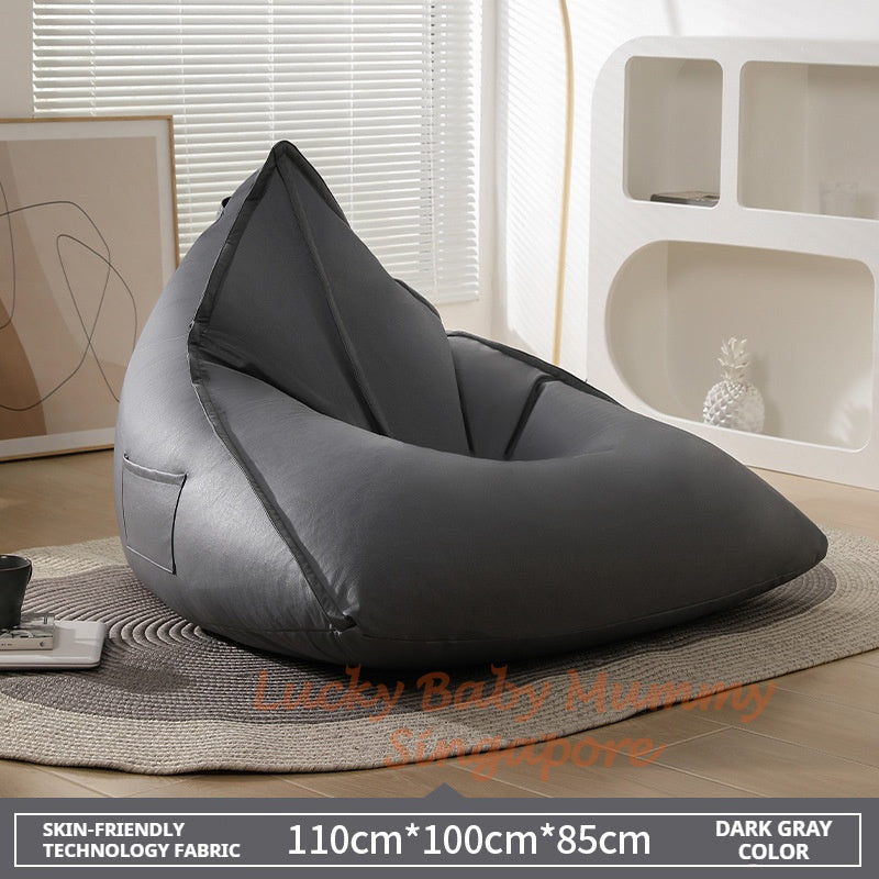S10 Triangle Lazy Bean Bag Modern Sofa Chair – Lounger Seat for Living Room & Bedroom Waterproof PU Leather