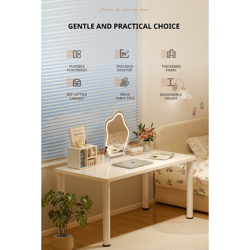 Rectangular Simple Modern Study Computer Office Household Table Writing Desk Living Room Foot Pad Adjustable