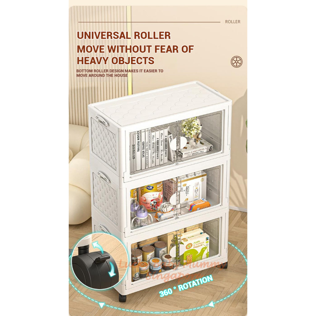 Installation Free Foldable Storage Cabinet with Wheels