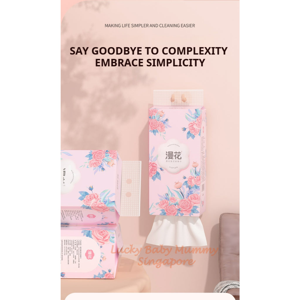 【10 Packs/Box】ManHua Pink Flower Hanging Paper Towel