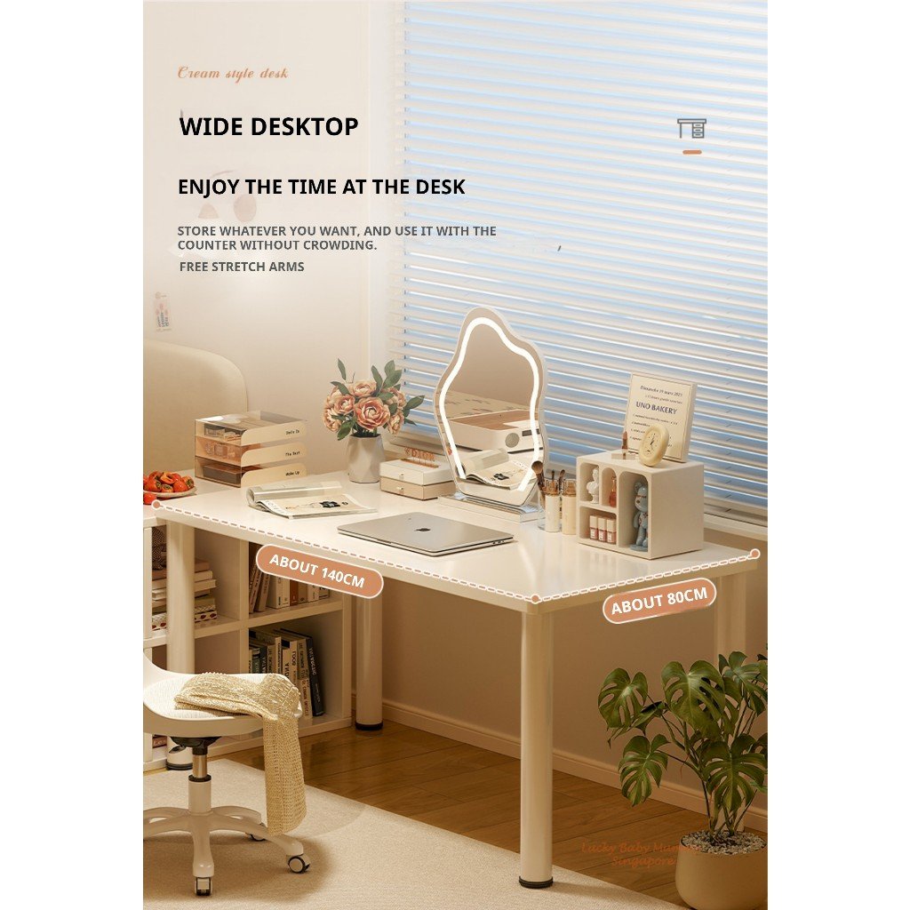 Rectangular Simple Modern Study Computer Office Household Table Writing Desk Living Room Foot Pad Adjustable