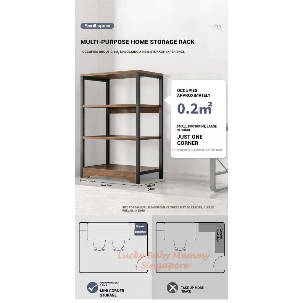 Wooden Bookshelf Storage Rack