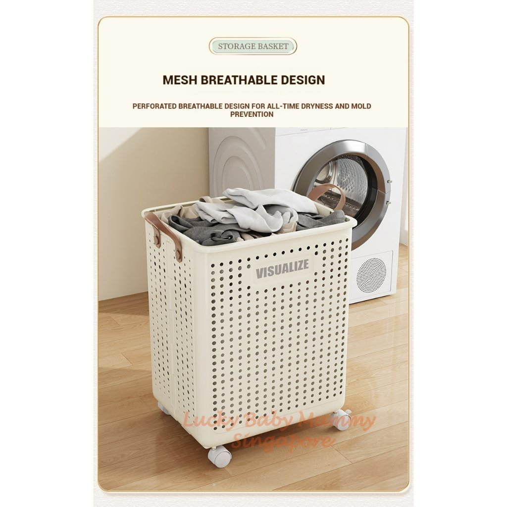 Foldable Laundry Basket With Leather Handles