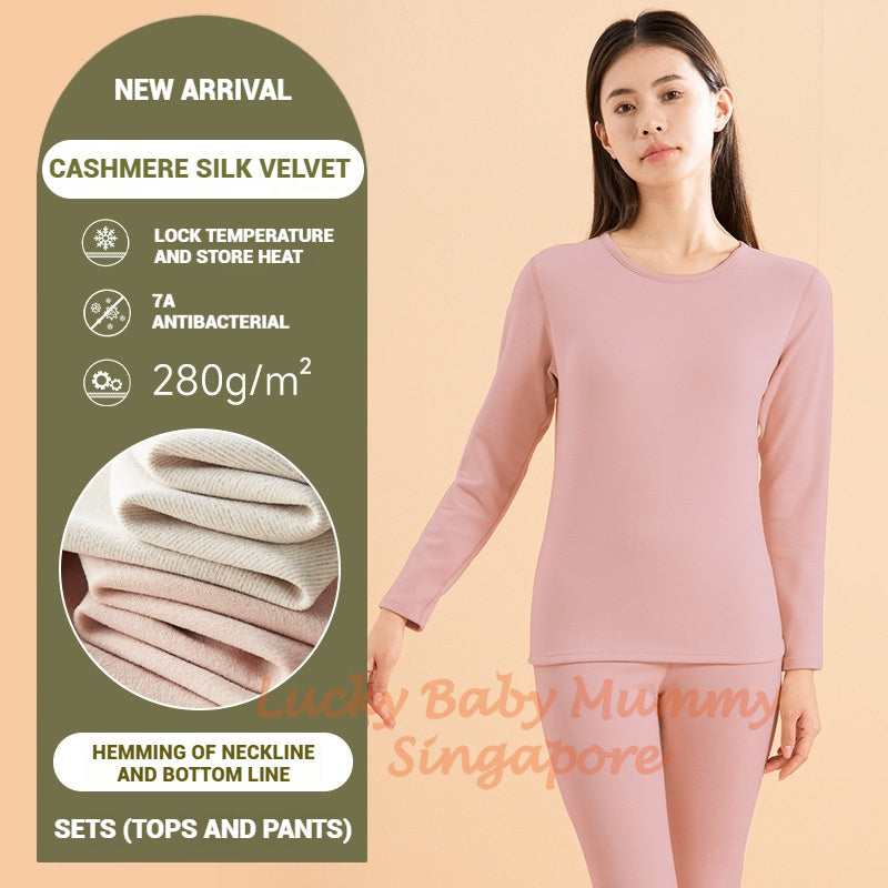 Cashmere Silk Thermal Winter Wear Set/Thermal Top and Long Pants/Winter Base Layer Shirt/Women's and Mens' Set