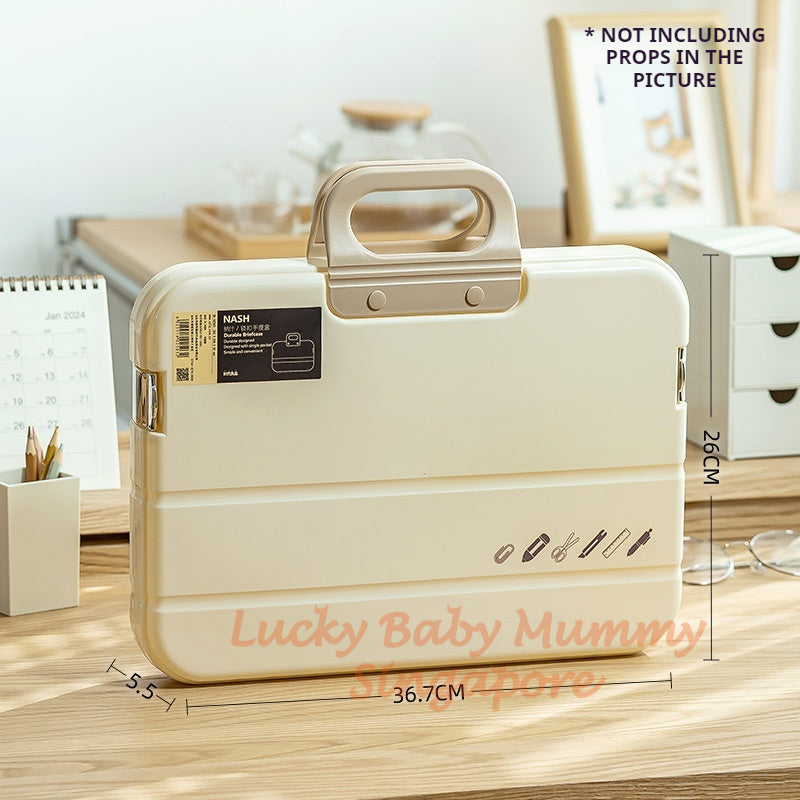 Portable Document Box / Documents Stationery Storage Case / A4 Folder With Lock Handle / File Organiser