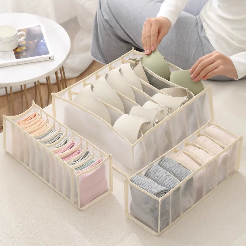 【3 Pcs Set】Underwear Bra Storage Bag/ Drawer & Wardrobe Organizer/ Foldable Drawer Storage Box 6/7/11 Slots