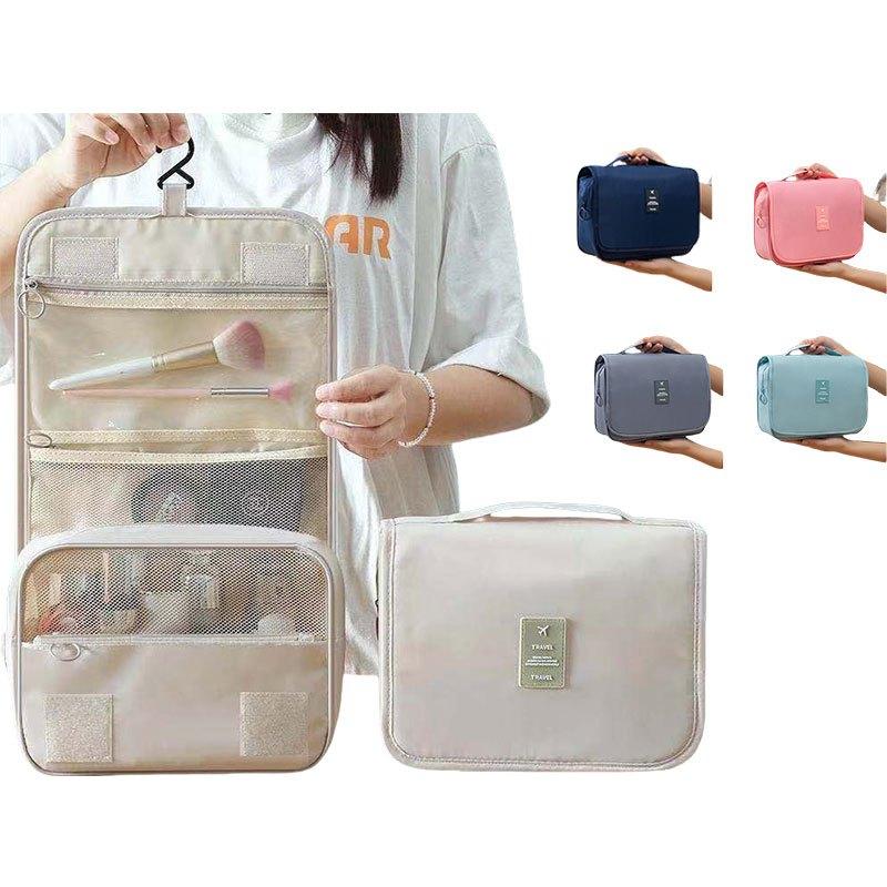 Travel Toiletry Bag / Foldable Cosmetic Bags / Makeup Storage Bag / Large Capacity Toiletries Hangbag
