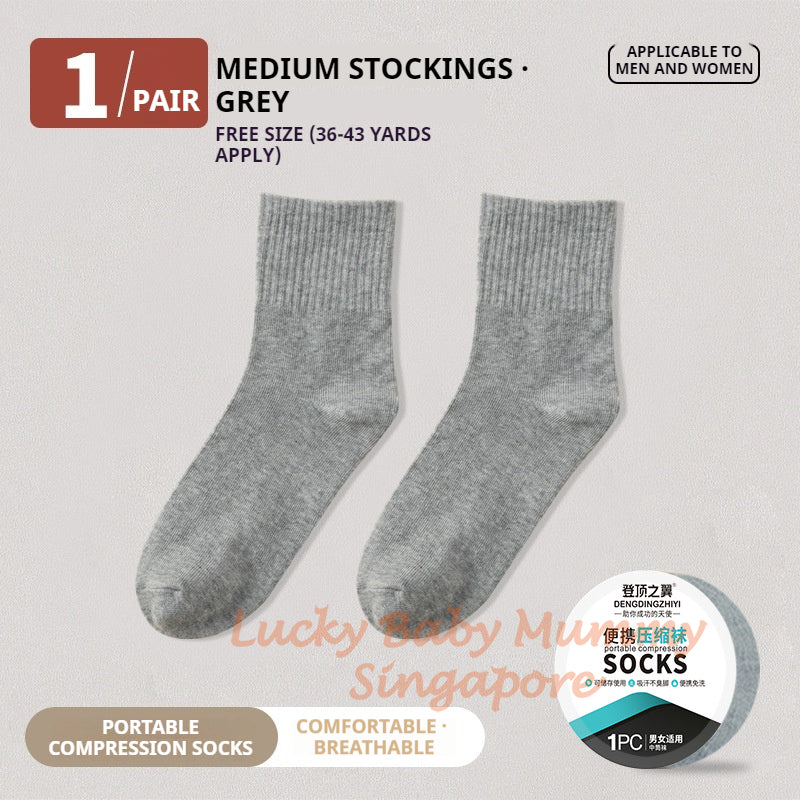 Portable Compression Socks/One-Time-Use Thin Cotton Disposable Sock/For Travel Portable Socks/Sweat-Absorbing Socks