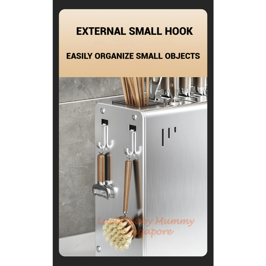 Wall-Mounted & Countertop Stainless Steel Knife Rack