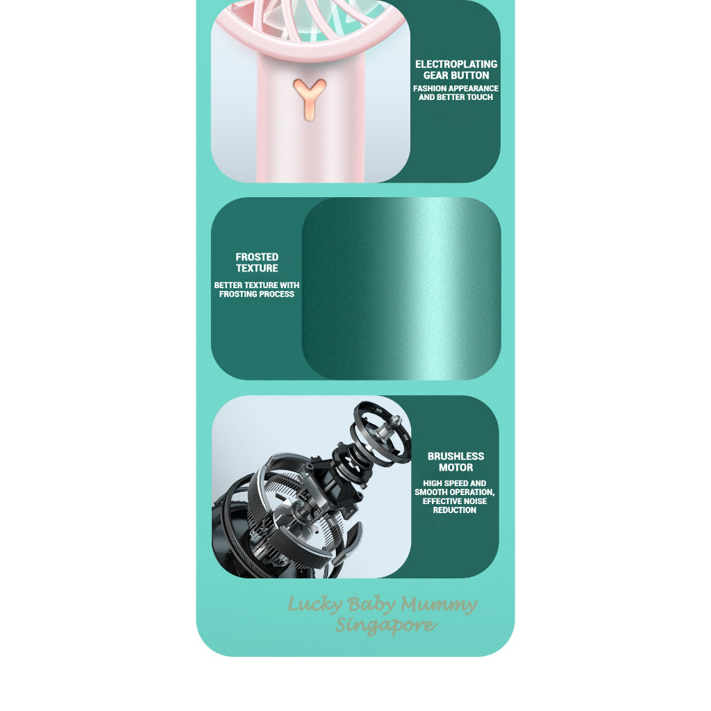 Summer Cooling Fan / Portable Handheld Fan / USB Recharagable Mini Fan / 7 Seagull Leaf Fan