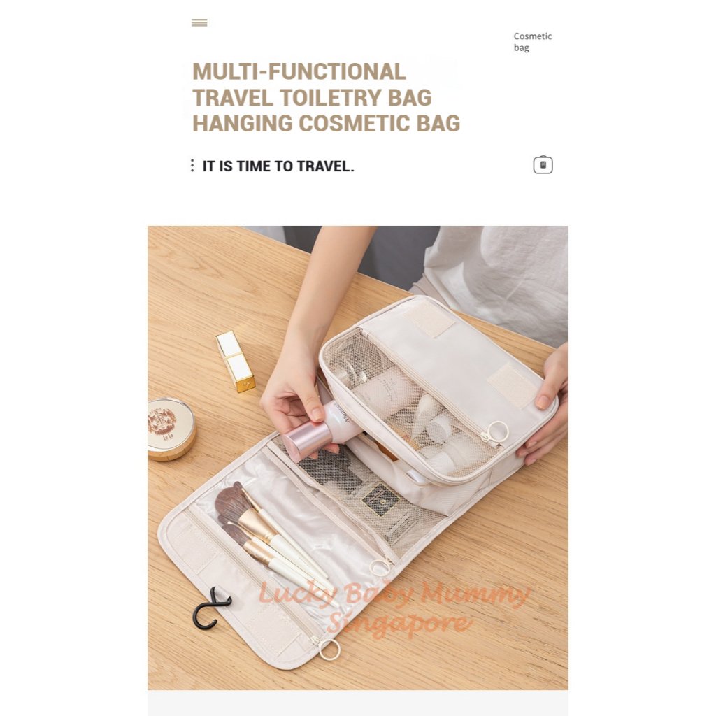 Travel Toiletry Bag / Foldable Cosmetic Bags / Makeup Storage Bag / Large Capacity Toiletries Hangbag