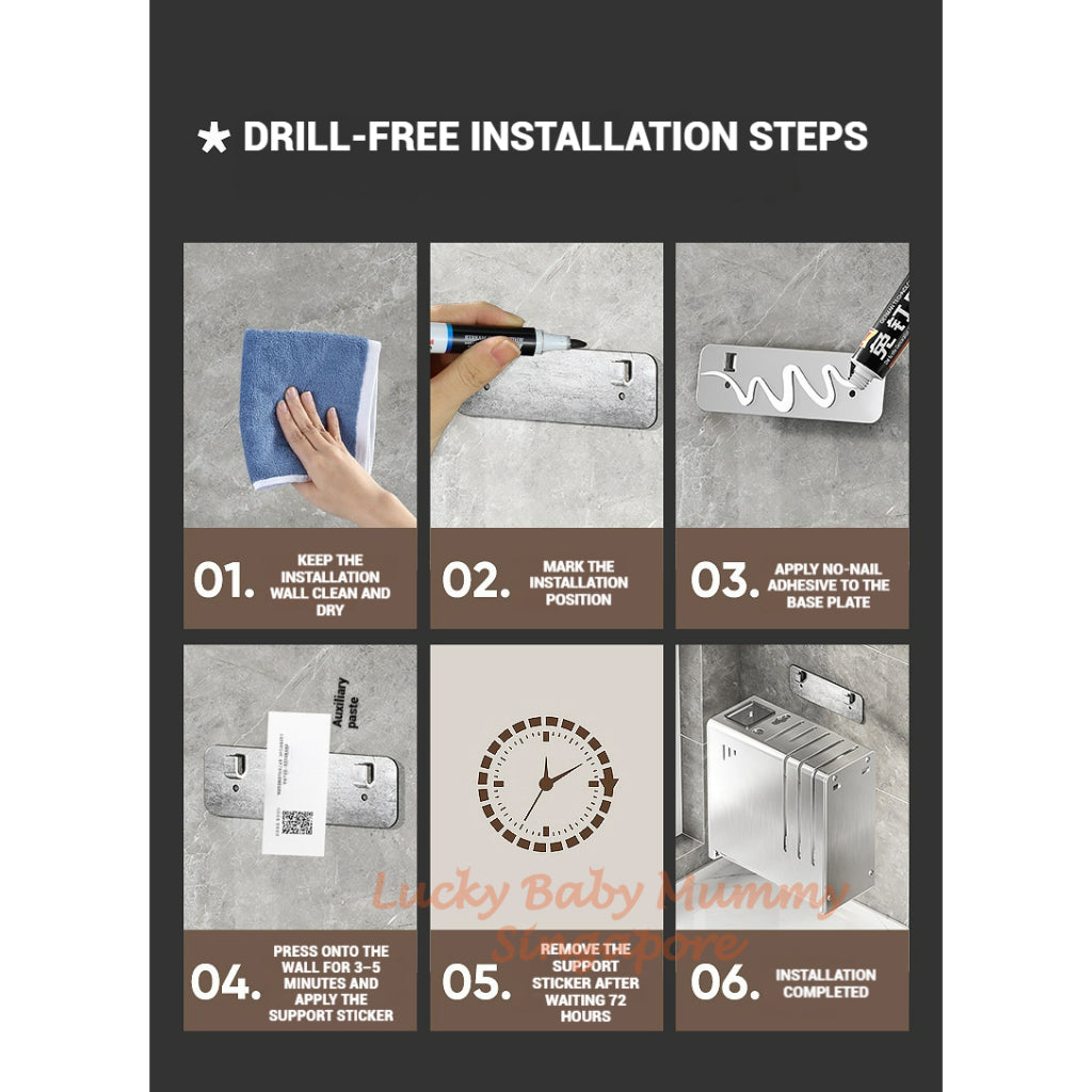 Wall-Mounted & Countertop Stainless Steel Knife Rack