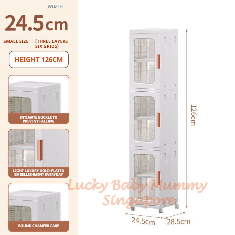 Narrow Slot Foldable Cabinet/Plastic Storage Drawers/Home Organizer/Stackable Transparent Storage Rack