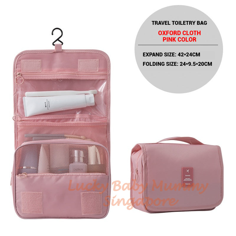 Travel Toiletry Bag / Foldable Cosmetic Bags / Makeup Storage Bag / Large Capacity Toiletries Hangbag