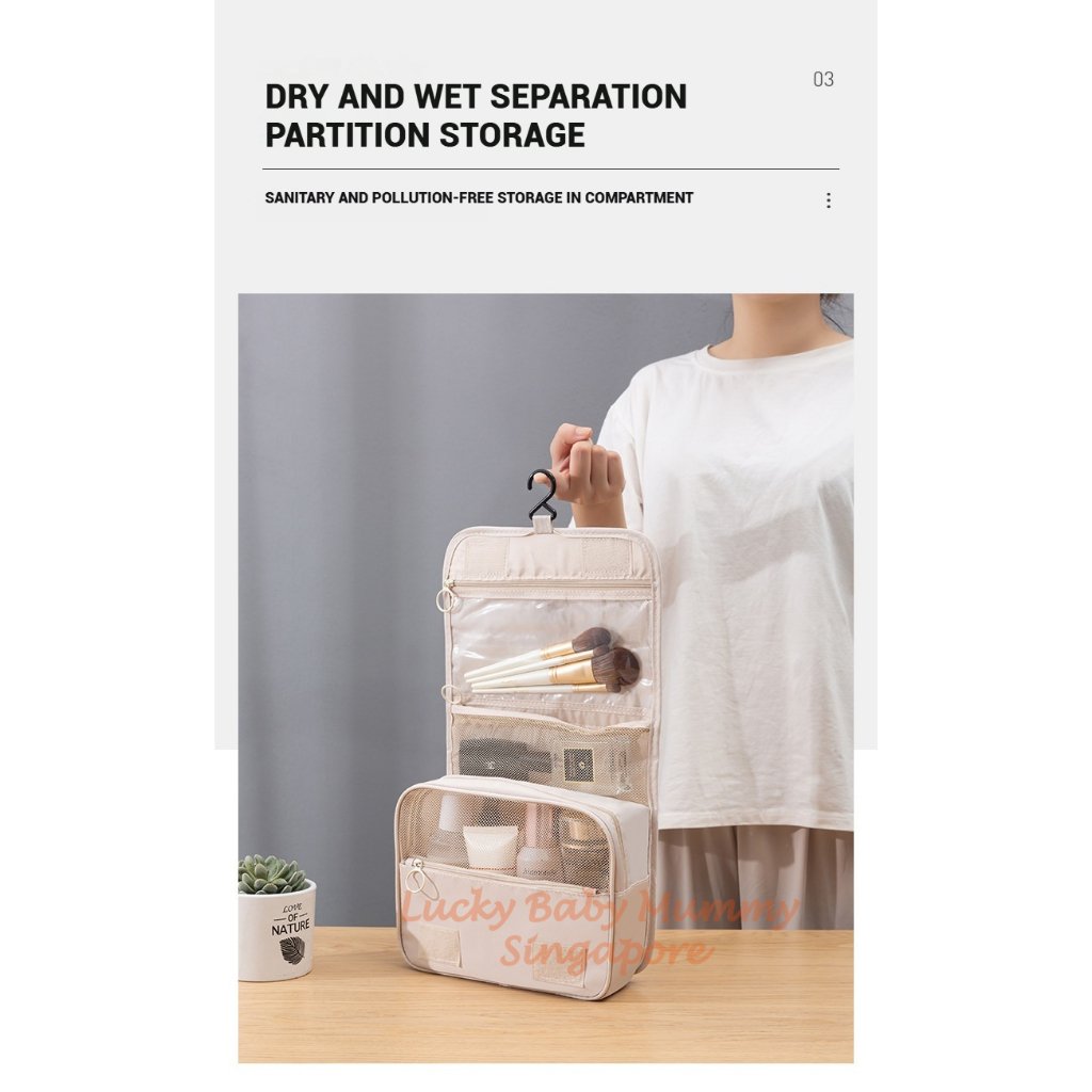 Travel Toiletry Bag / Foldable Cosmetic Bags / Makeup Storage Bag / Large Capacity Toiletries Hangbag