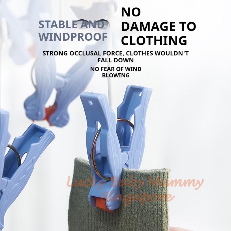29 Clips Foldable Windproof Clothes Drying Plastic Rack / Plastic Sock Clips / Multi Clamp Clips Hanger