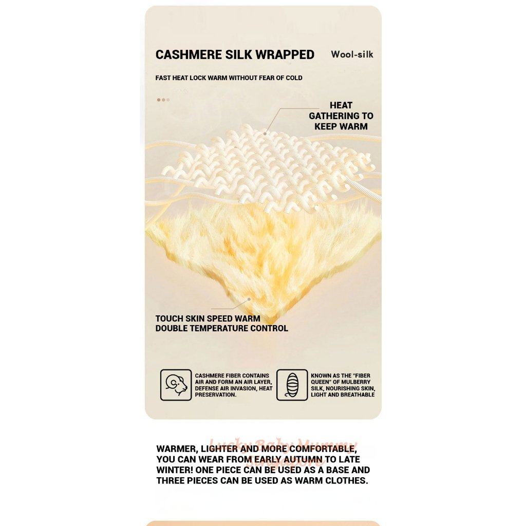 Cashmere Silk Thermal Winter Wear Set/Thermal Top and Long Pants/Winter Base Layer Shirt/Women's and Mens' Set