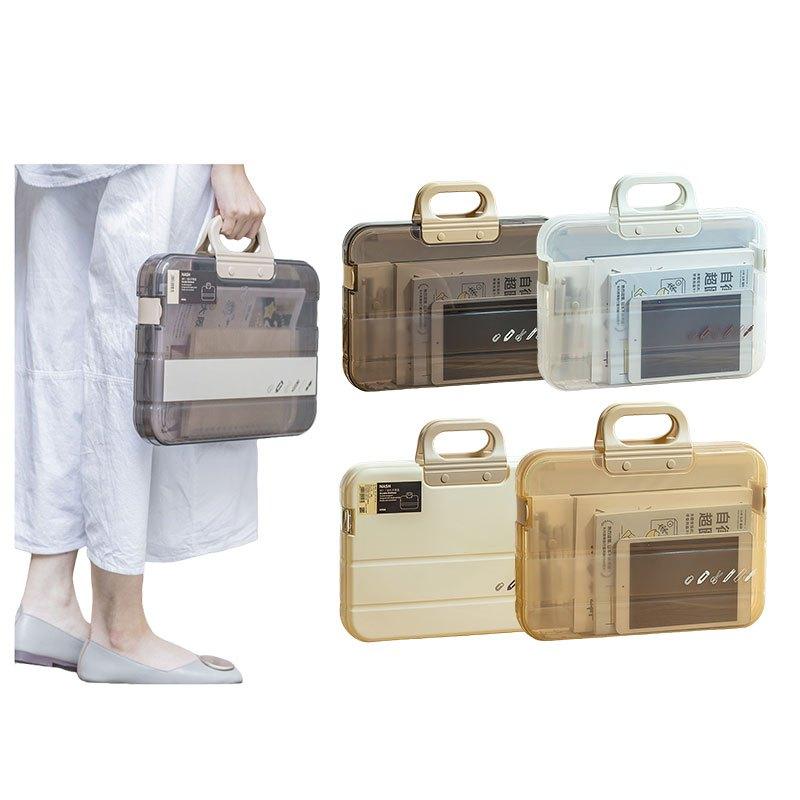 Portable Document Box / Documents Stationery Storage Case / A4 Folder With Lock Handle / File Organiser