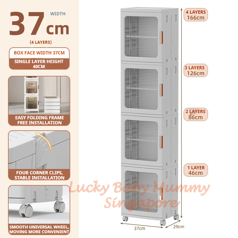 Narrow Slot Foldable Cabinet/Plastic Storage Drawers/Home Organizer/Stackable Transparent Storage Rack