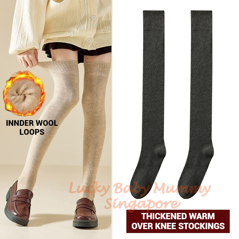 Autumn And Winter Thickened Over-the-knee Socks/Fleece-lined Warm Socks For Women/Non-Slip Stockings