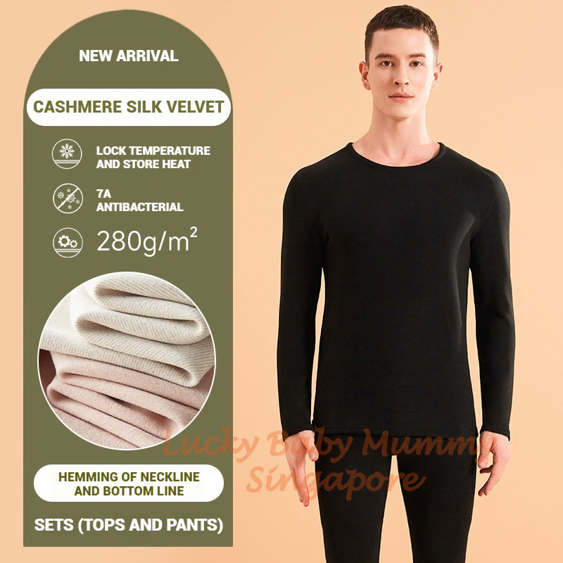 Cashmere Silk Thermal Winter Wear Set/Thermal Top and Long Pants/Winter Base Layer Shirt/Women's and Mens' Set