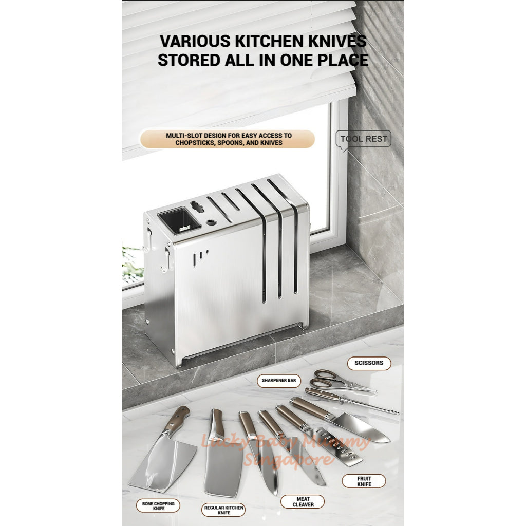 Wall-Mounted & Countertop Stainless Steel Knife Rack