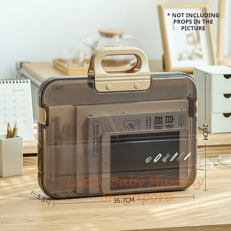 Portable Document Box / Documents Stationery Storage Case / A4 Folder With Lock Handle / File Organiser