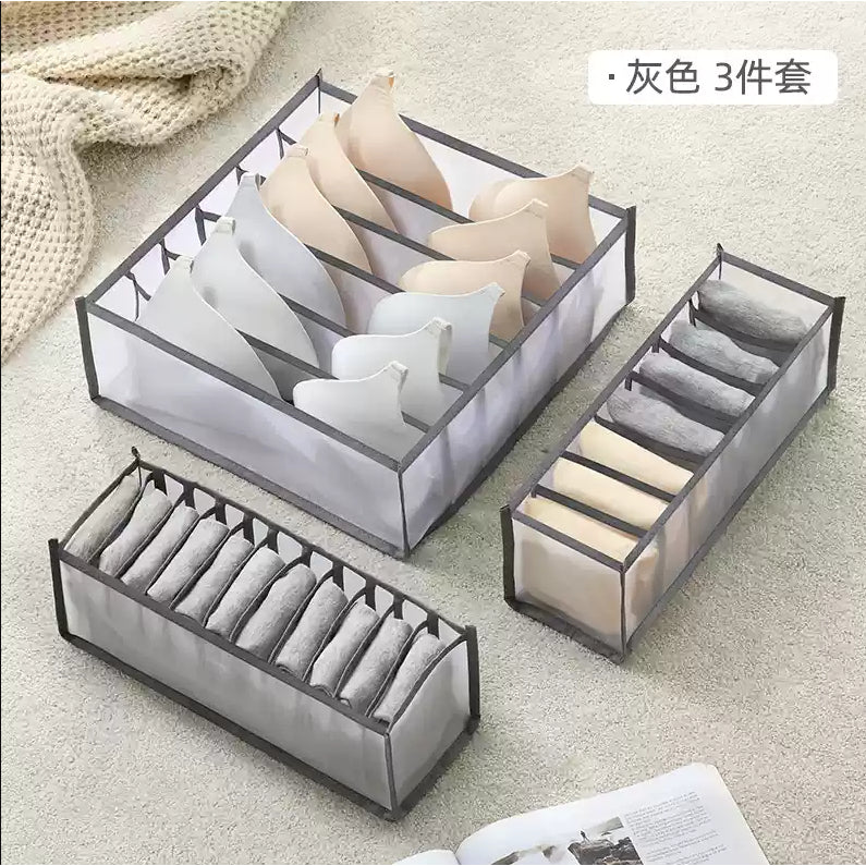 【3 Pcs Set】Underwear Bra Storage Bag/ Drawer & Wardrobe Organizer/ Foldable Drawer Storage Box 6/7/11 Slots