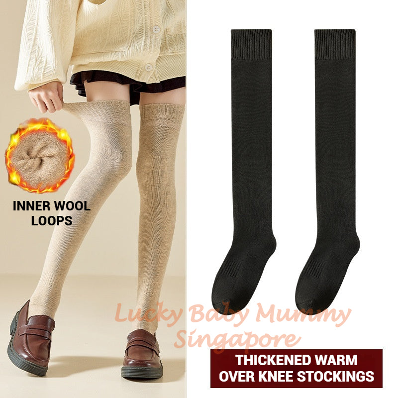 Autumn And Winter Thickened Over-the-knee Socks/Fleece-lined Warm Socks For Women/Non-Slip Stockings