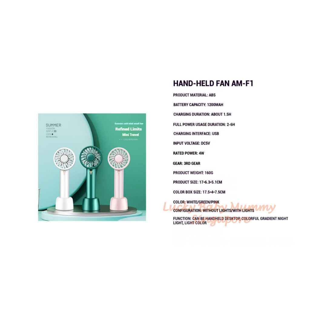 Summer Cooling Fan / Portable Handheld Fan / USB Recharagable Mini Fan / 7 Seagull Leaf Fan