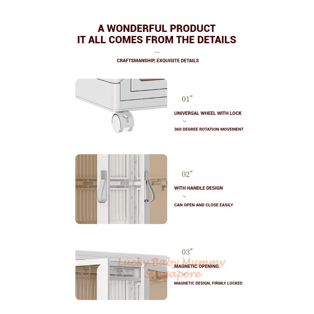 Foldable Storage Cabinet / Collapsible Cupboards / Stackable Box / Wardrobe /Closet Bedroom Storage