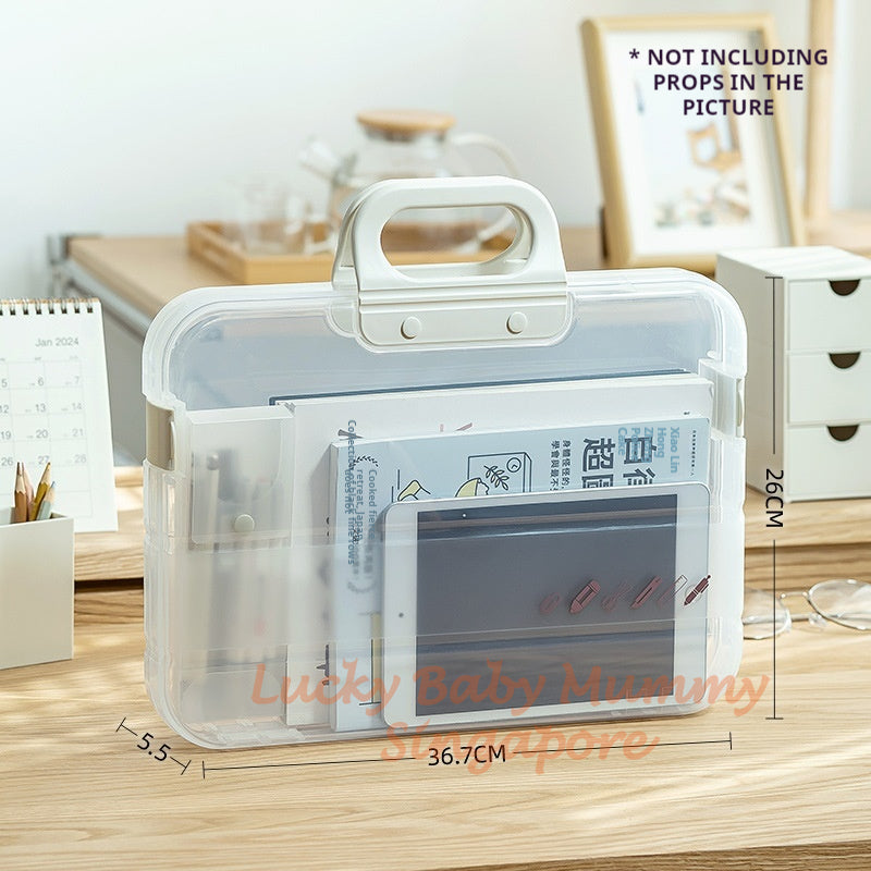 Portable Document Box / Documents Stationery Storage Case / A4 Folder With Lock Handle / File Organiser