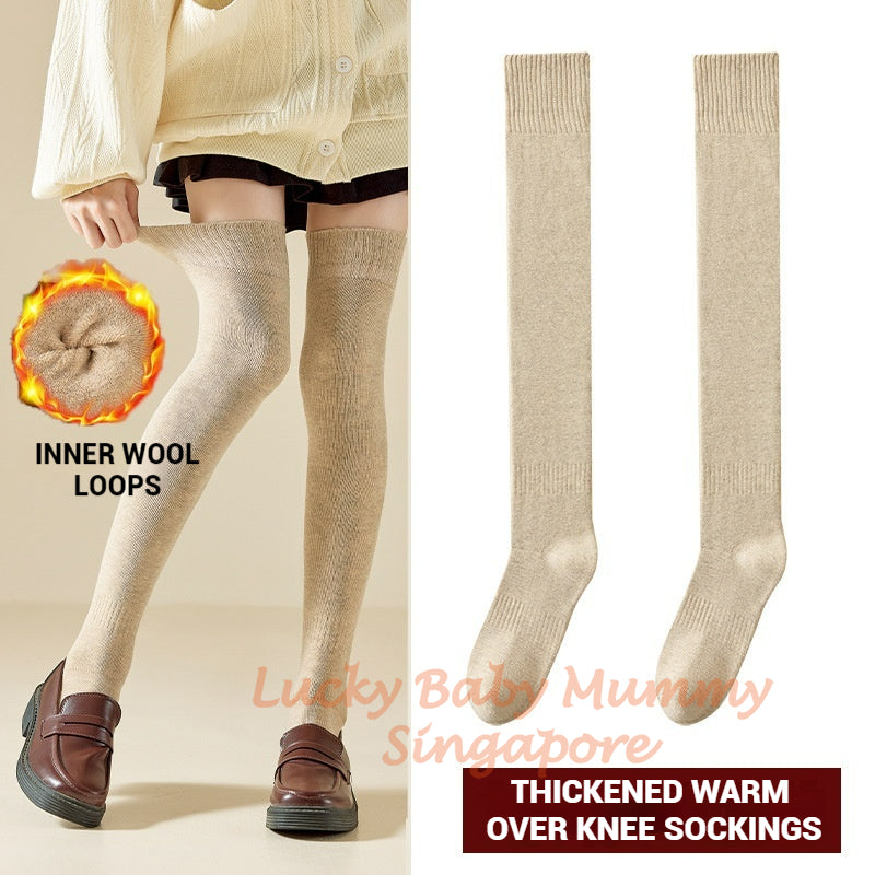 Autumn And Winter Thickened Over-the-knee Socks/Fleece-lined Warm Socks For Women/Non-Slip Stockings