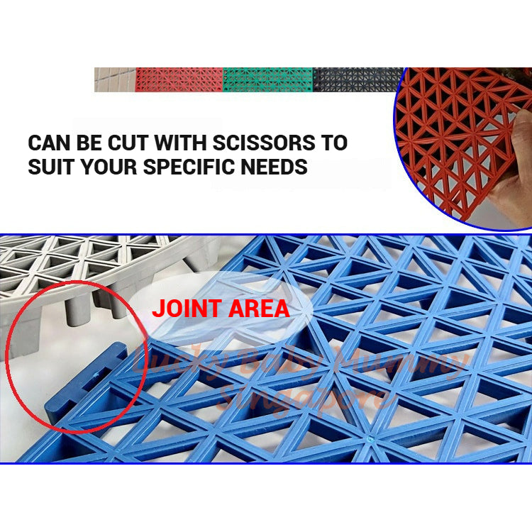 Interlocking PVC Anti-Slip Floor Mat/Thickened Waterproof Pad for Pool, Kitchen, Bathroom, Toilet