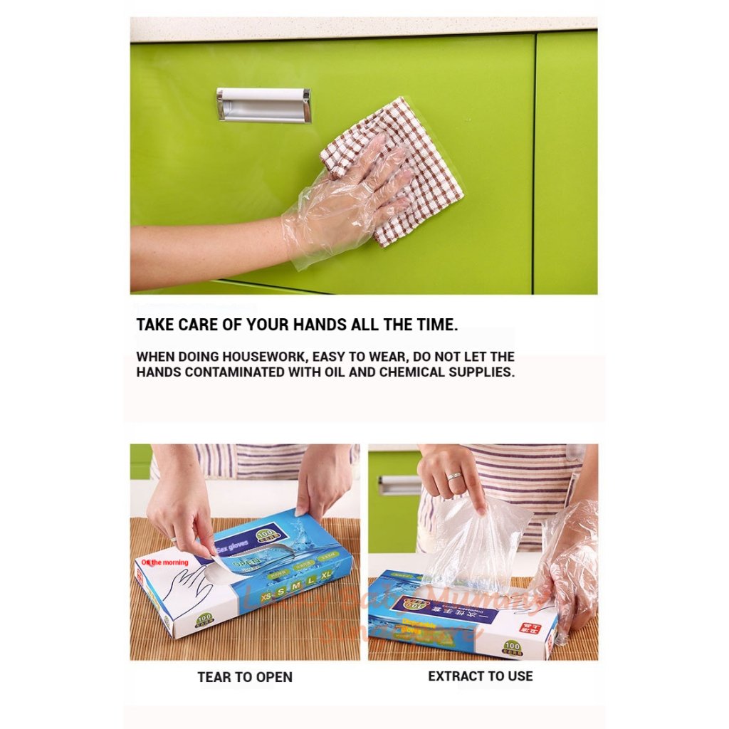 200pcs Disposable Plastic Gloves