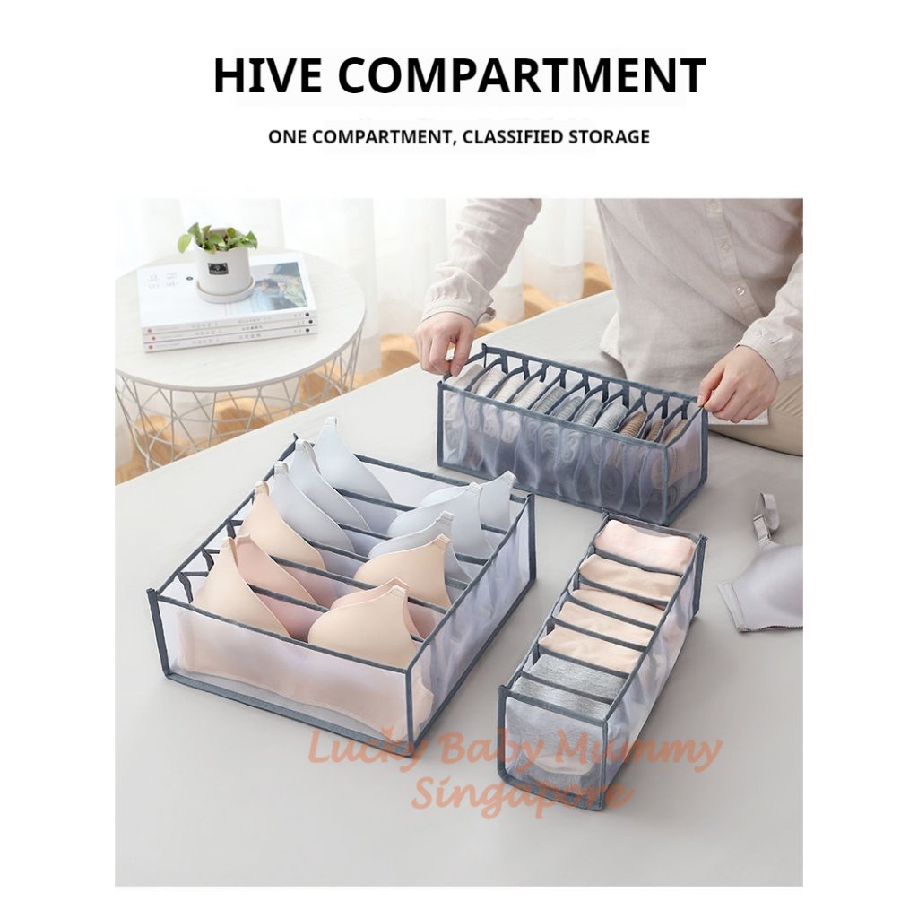 【3 Pcs Set】Underwear Bra Storage Bag/ Drawer & Wardrobe Organizer/ Foldable Drawer Storage Box 6/7/11 Slots