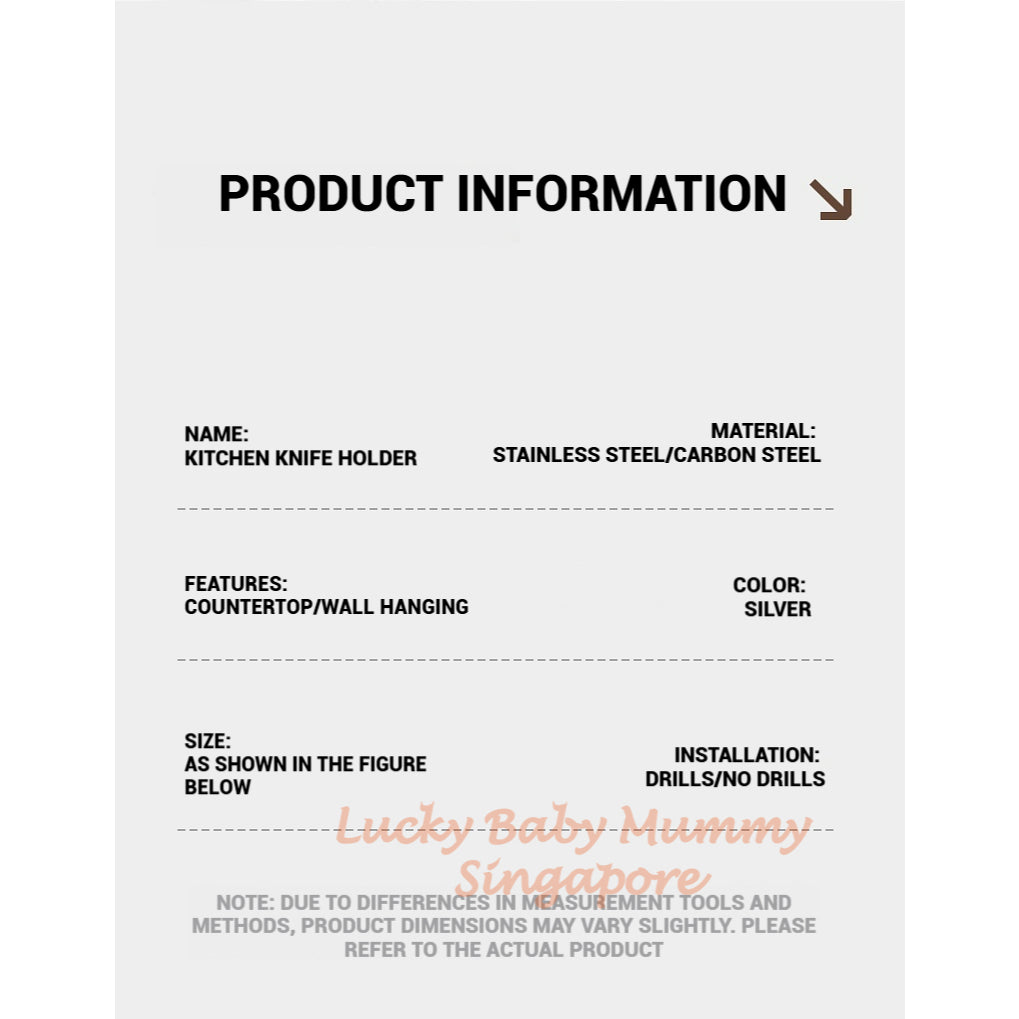 Wall-Mounted & Countertop Stainless Steel Knife Rack