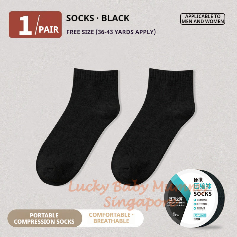 Portable Compression Socks/One-Time-Use Thin Cotton Disposable Sock/For Travel Portable Socks/Sweat-Absorbing Socks