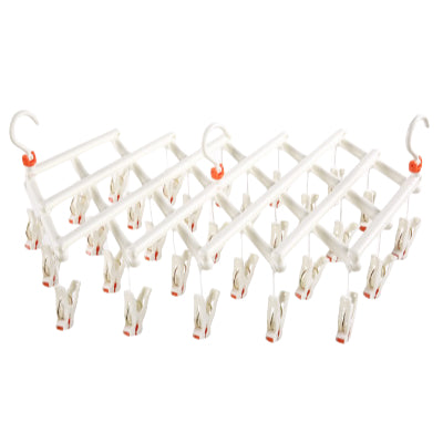29 Clips Foldable Windproof Clothes Drying Plastic Rack / Plastic Sock Clips / Multi Clamp Clips Hanger