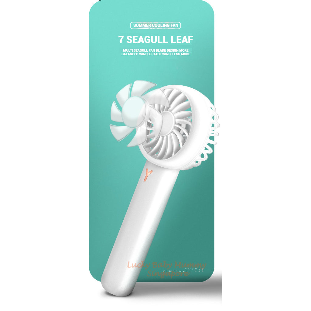 Summer Cooling Fan / Portable Handheld Fan / USB Recharagable Mini Fan / 7 Seagull Leaf Fan