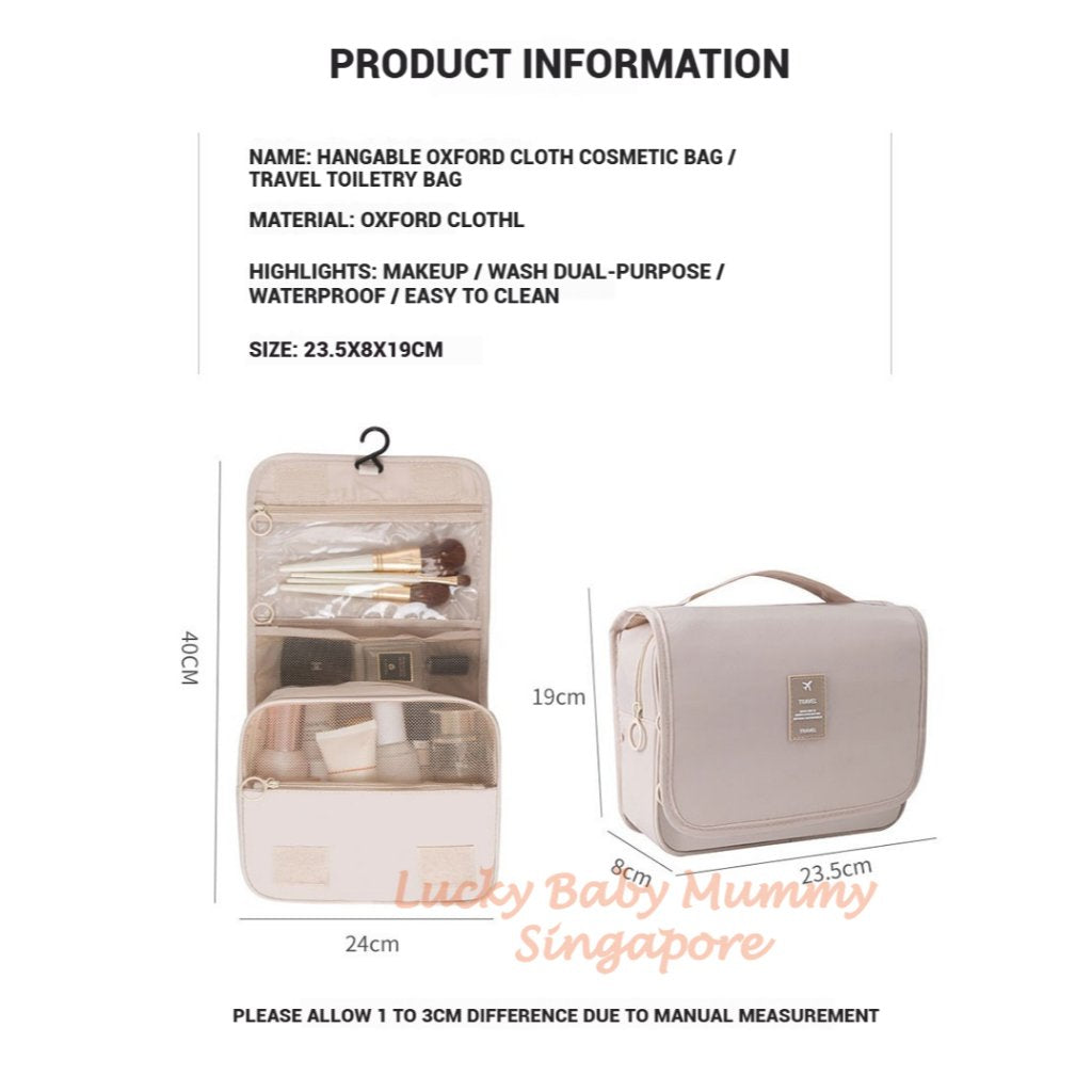 Travel Toiletry Bag / Foldable Cosmetic Bags / Makeup Storage Bag / Large Capacity Toiletries Hangbag