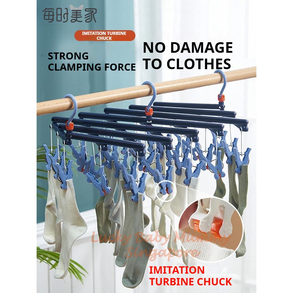 29 Clips Foldable Windproof Clothes Drying Plastic Rack / Plastic Sock Clips / Multi Clamp Clips Hanger