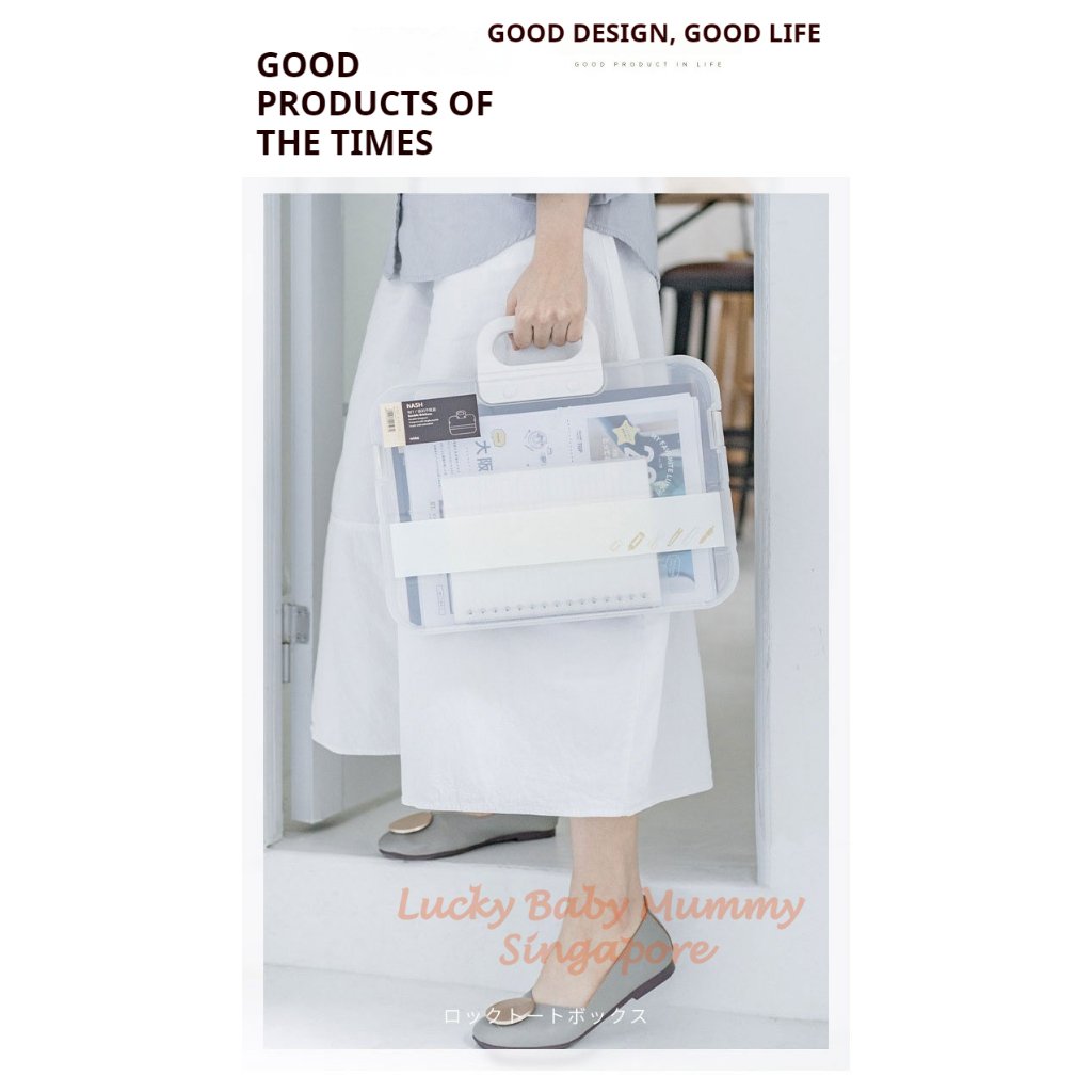 Portable Document Box / Documents Stationery Storage Case / A4 Folder With Lock Handle / File Organiser