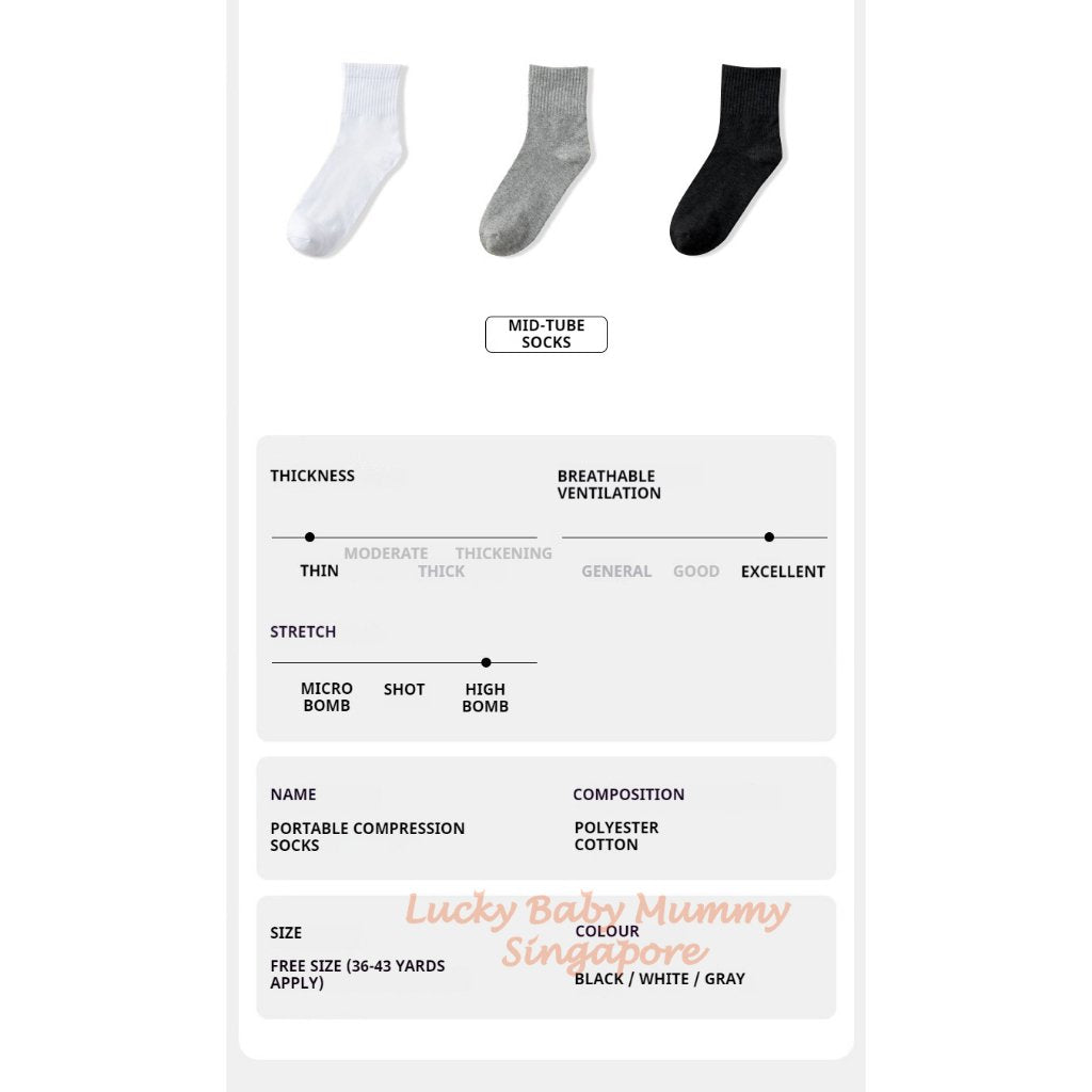Portable Compression Socks/One-Time-Use Thin Cotton Disposable Sock/For Travel Portable Socks/Sweat-Absorbing Socks