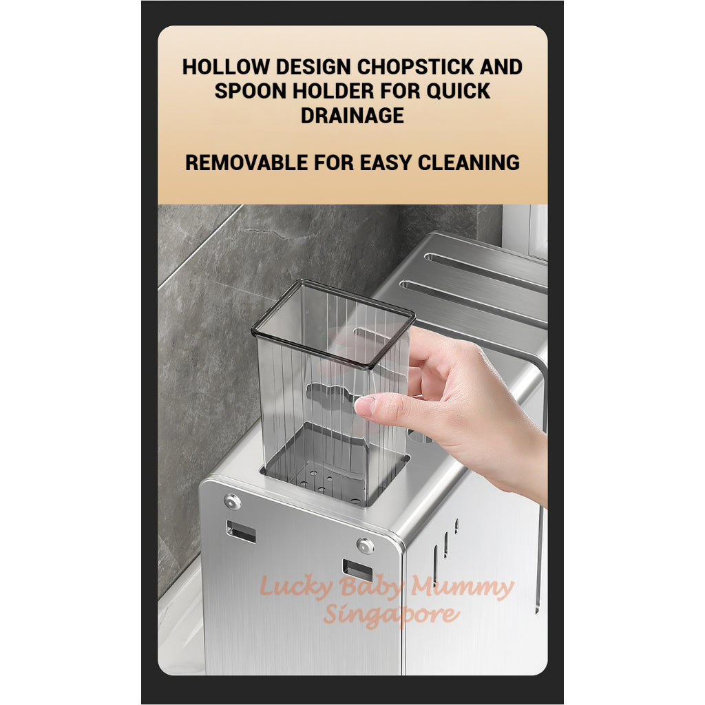 Wall-Mounted & Countertop Stainless Steel Knife Rack