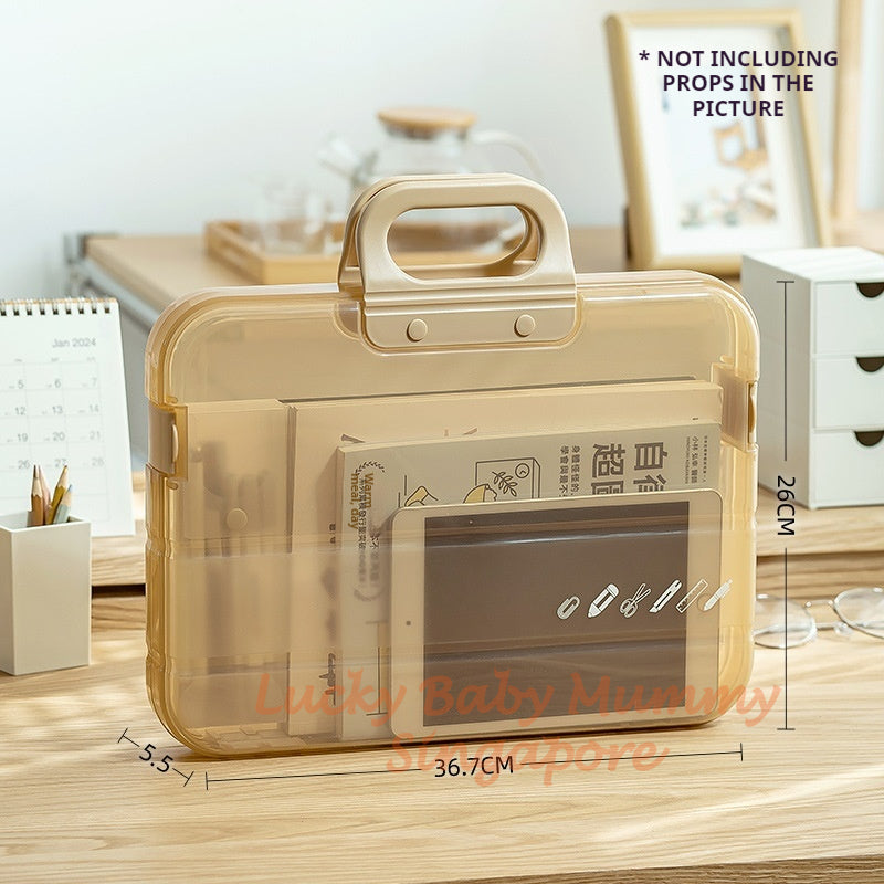 Portable Document Box / Documents Stationery Storage Case / A4 Folder With Lock Handle / File Organiser
