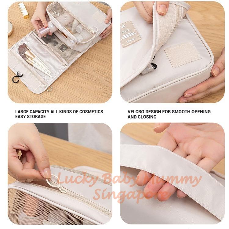 Travel Toiletry Bag / Foldable Cosmetic Bags / Makeup Storage Bag / Large Capacity Toiletries Hangbag