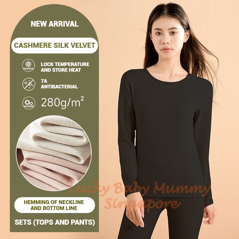 Cashmere Silk Thermal Winter Wear Set/Thermal Top and Long Pants/Winter Base Layer Shirt/Women's and Mens' Set