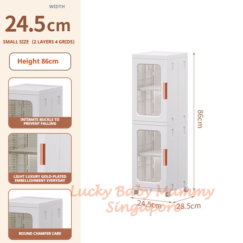 Narrow Slot Foldable Cabinet/Plastic Storage Drawers/Home Organizer/Stackable Transparent Storage Rack