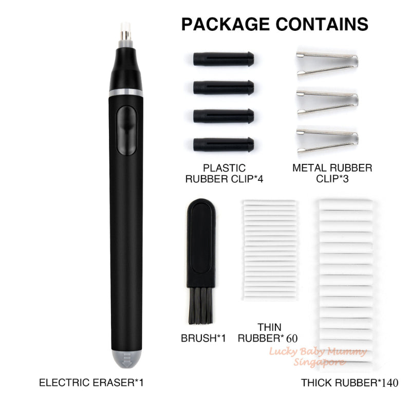 Tenwin Electric Eraser with 200 Rubbers/Drawing Sketching Eraser (AAA Batteries)/Pen Stationery Tool